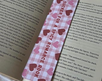 Sucker For A Spicy Romance Book Bookmark | Cute Bookmark Pink, Hearts, Love, Book | Christmas Present | Stocking Filler | Gift | TurnAndMark