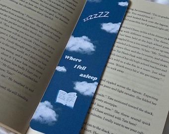 Where I Fell Asleep Bookmark | Blue, Clouds | Christmas Present | Stocking Filler | Gift | TurnAndMark