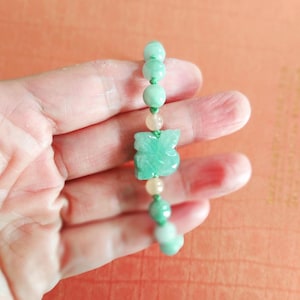 Jade Monkey Bracelet: Green Jadeite Beads, Adjustable Knot