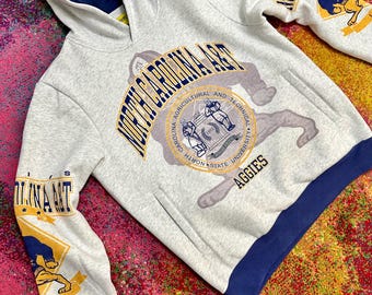 North Carolina A&T State University Vintage-inspirerad fleecehuva NCAT GHOE AGGIE Collegiate hbcu (Klar att skickas)