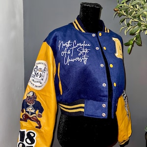 North Carolina A&T State University Vintage-inspirerad Varsity-jacka (Redo att skickas) GHOE AGGIE NCAT Cropped Length