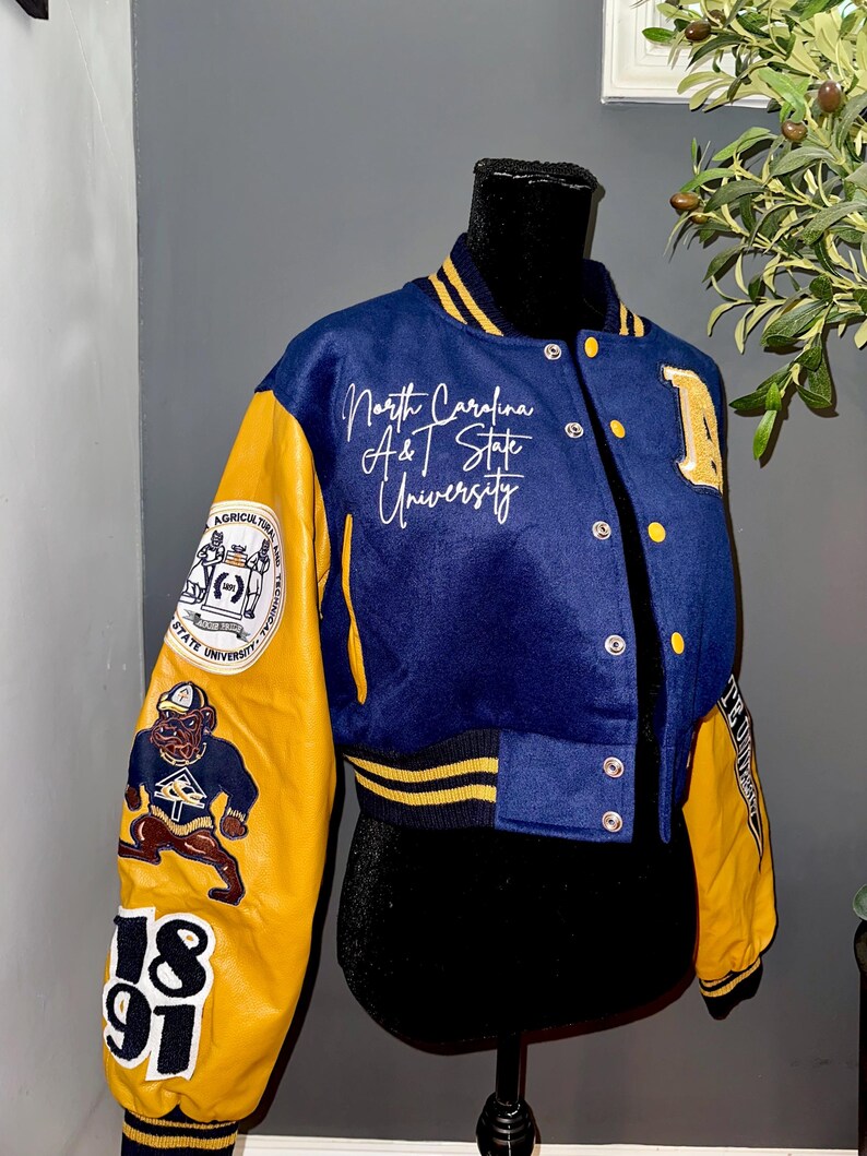 North Carolina A&T State University Vintage-inspirerad Varsity-jacka (Redo att skickas) GHOE AGGIE NCAT Cropped Length