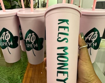 Anpassad mugg med sugrör för Sorority Homecoming, HBCU AKA Linesisters, Bachlorette och fler - 4 - 10-pack