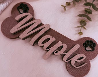 Custom 3D Dog Bone Name Sign, Layered PLA Pet Crate Decor, Personalized Kennel Plaque