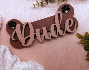 Personalized 3D Printed Dog Bone Name Sign, Custom Kennel Decor