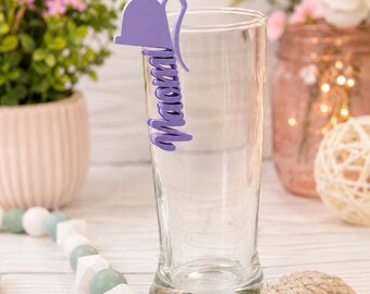 Personalized 3D Wine Glass Charm, Custom Name Tag, Halloween Party Favor (PLA Plastic)