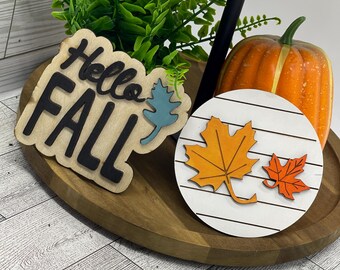 Fall Tiered Tray Decor Bundle: Natural Wood Signs