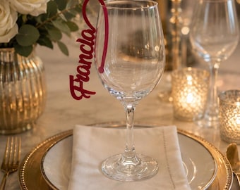 Personalized Wine Glass Name Tag | Custom Drink Marker, Place Card Charm