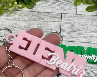 Custom 3D Printed Name Keychain, Personalized PLA Charm (Color Choice)
