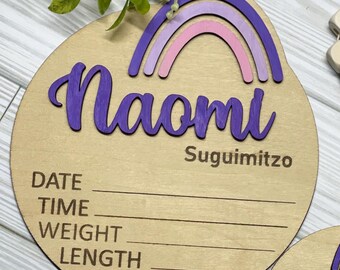 Rainbow Baby Milestone Marker: Personalized Birth Stats Sign