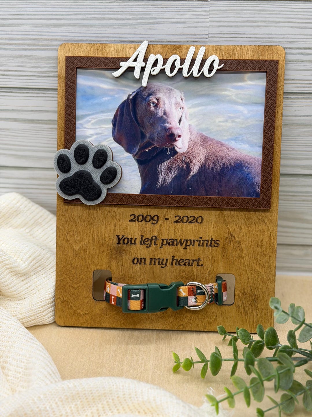 Custom Dog Memorial Photo Frame With Collar Holder, Pet Remembrance ...