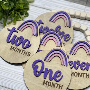 Disques d'étapes en bois pour bébés, marqueur d'étapes mensuelles arc-en-ciel rétro, accessoires photo pour bébé, accessoire photo pour bébé, cadeau de baby shower, ensemble de photographie
