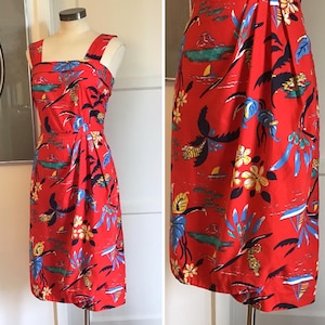 Vintage 90s does 50s Tropical Print Sarong Dress
