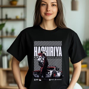 Anime auto zwart-wit Unisex softstyle T-shirt Japanse cartoon voertuig T-shirt zwart-wit auto minnaar cadeau grafische anime shirt Otaku