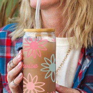 Inspirational Flower Sipper Glass, 16oz  Motivational Drinkware for Home Office Gifts Self-Care Parties Eco-Friendly Gift For Mother