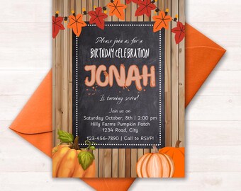 Pumpkin Patch Birthday Invitation | Fall-Themed Party | Customizable Digital Download