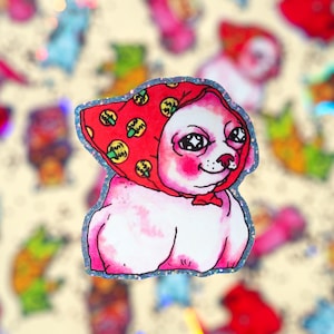 Autocollant meme dogs "Fat Capitalist Dogs", lifelong friends at work - Holographic and glitter stickers