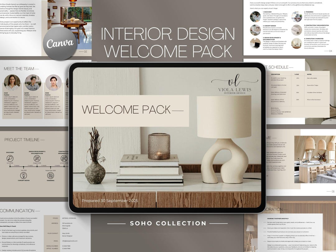 Interior Design Client Welcome Pack Canva Template | Editable ...