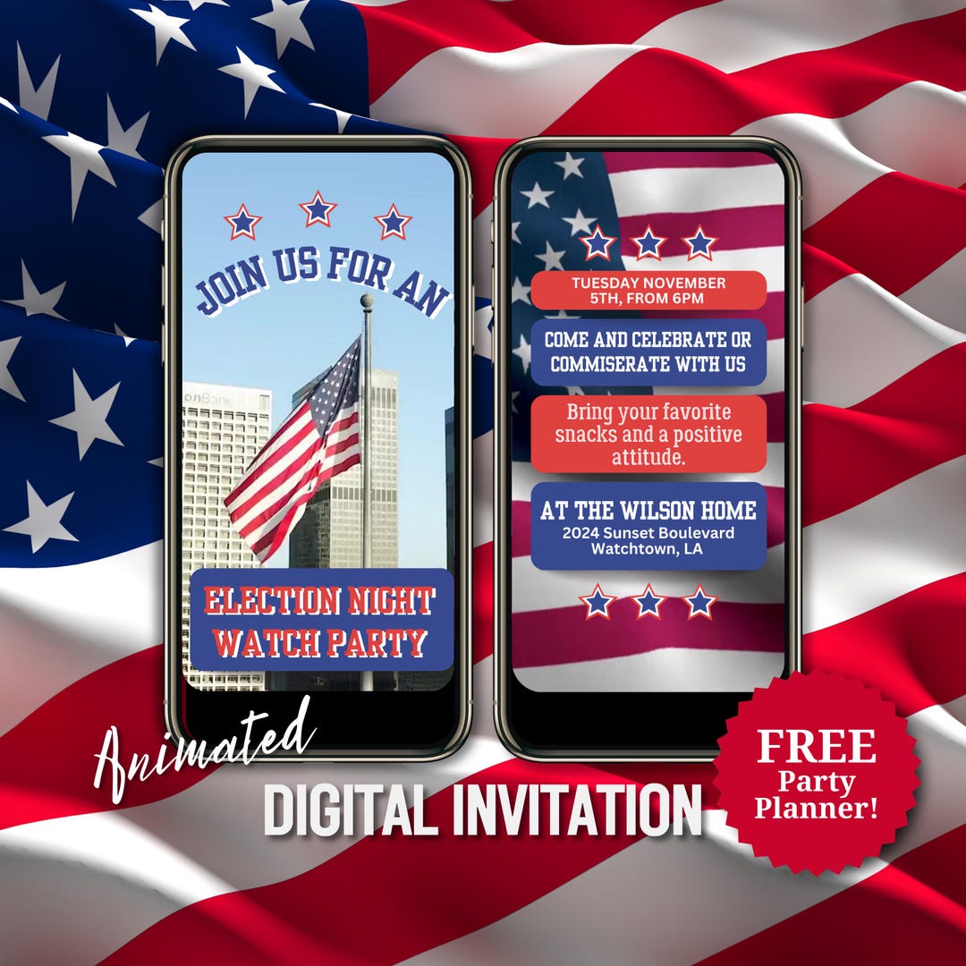 Election Watch Party Invitation Template. Canva Editable Animated Video ...