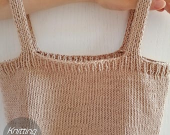 Square Tank Crop Top, Knitting Pattern PDF, One Size S/M