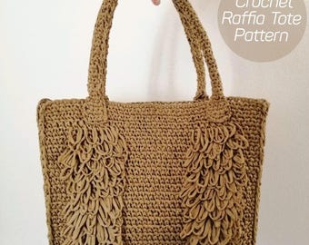 Crochet Raffia Fringe Bag Pattern: Square Straw Tote (PDF Pattern)