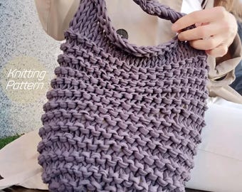 Knitting Pattern: T-Shirt Yarn Shoulder Bag (Digital Download)