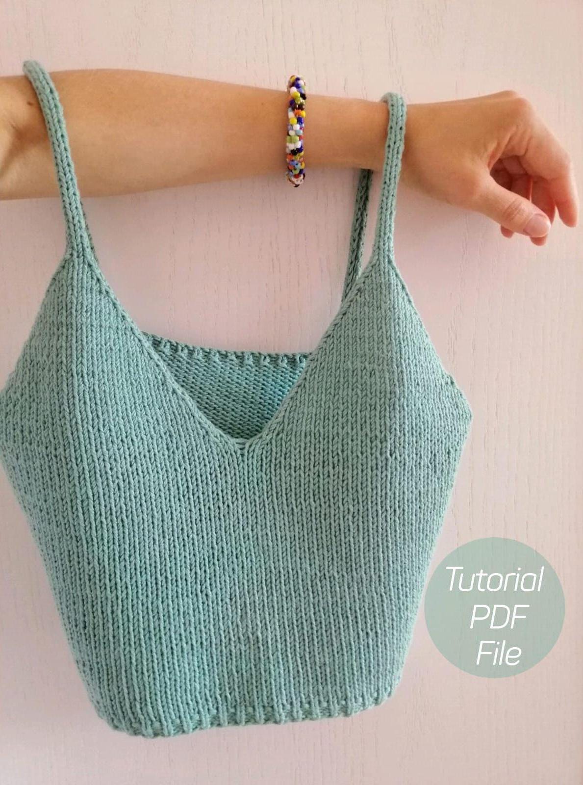 Knitted Cotton Crop Top Pattern: V-Neck Bralette DIY (PDF Pattern)