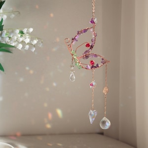 Crystal butterfly suncatcher, Crystal wall hanging, Crystal decor, Wall art, Crystal suncatcher, Crystal gift, Suncatcher, Hanging crystal,