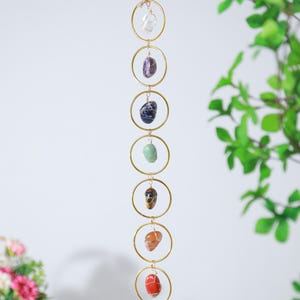 7 Chakra Crystal Wall Hanging, Natural Gemstone Healing Stones, Crystal Sun Catcher, Boho Home Decor, Chakra Suncatcher, Christmas Gift