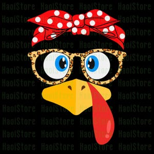 Turkey Face Leopard Print Glasses Svg, Women Turkeys Thanksgiving Svg, Turkey Face Thanksgiving Svg