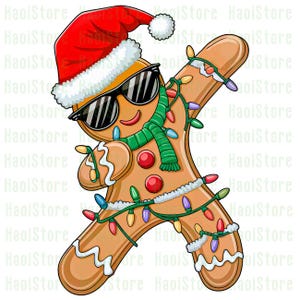 Dabbing Gingerbread Christmas Png, Boys Girls Kids Funny Xmas Dabbing Png, Dabbing Christmas Png