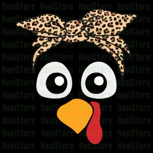 Turkey Face Leopard Headband Thanksgiving Svg, Womens Thanksgiving Svg, Women Turkey Thanksgiving Svg