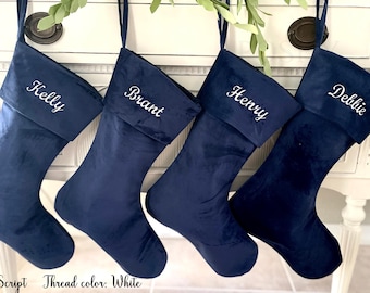 Solid Christmas stocking, Personalized Christmas Stocking, Velvet Stocking, Family stockings, Holiday Stockings, Christmas