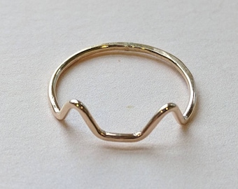 Cat ear ring, dainty gold filled or sterling silver stacking ring