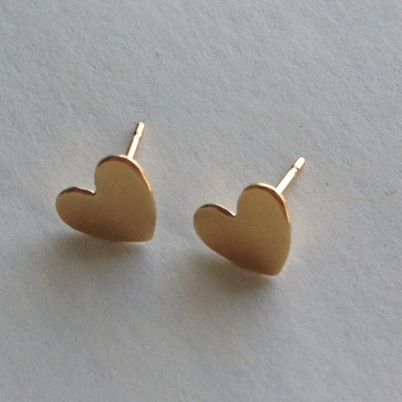 Vintage Open Heart Gold Plated Pierced Earrings