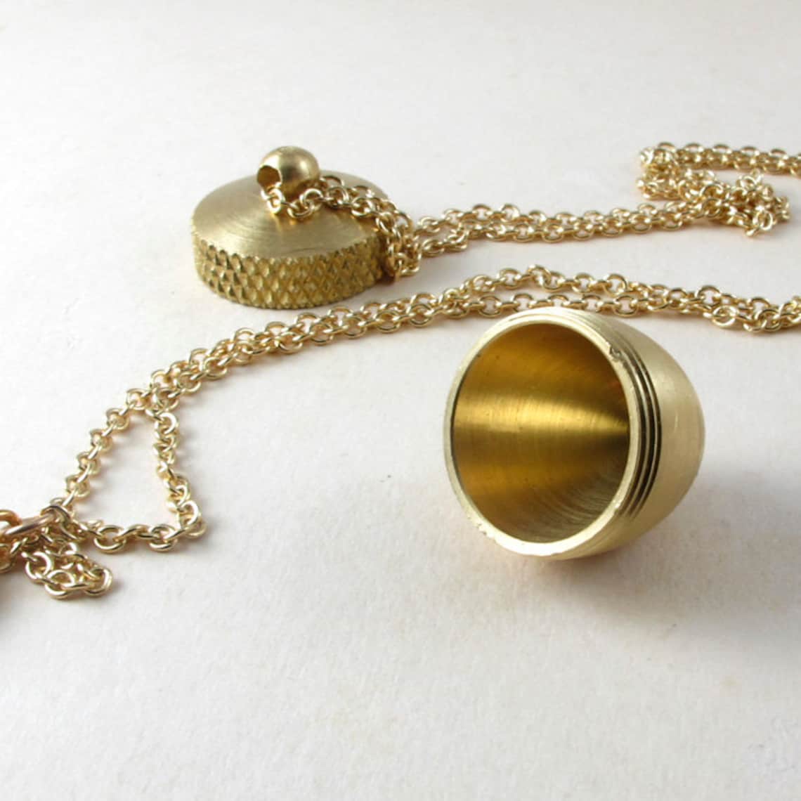 Secret Compartment Necklace Acorn Canister Locket Necklace Etsy