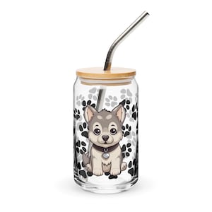 Norwegian Elkhound Glass Can - Perfect Gift for Dog Lovers Dog MomDad Keepsake Unique Pet Lover Gift