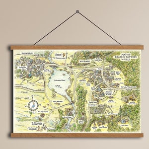 Peter Rabbit Fantasie Karte Wand Kunst Kinderzimmer Dekor Märchenbuch Print