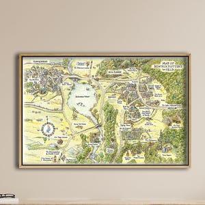 Beatrix Potter Karte Wand Kunst Vintage Kinderzimmer Dekor Märchenbuch Druck