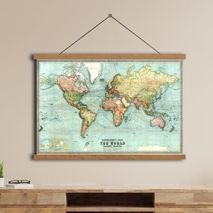 Vintage Weltkarte Wandkunst, Antiker Stil Karte Leinwand, Klassische Weltkarte Dekor, Rustikale Reise Dekoration, Historische Weltkarte Druck