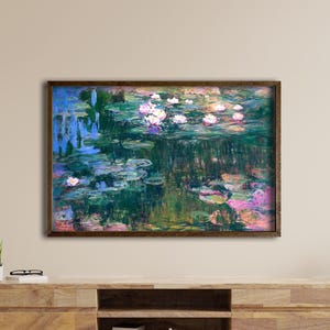 Monet Canvas Wall Art ,Claude Monet, Water Lilies, Impressionist Landscape Painting,Garden Canvas Print,Flower Framed Canvas Print,