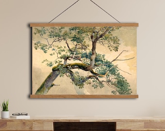 Textil botánico, Impresión de árbol vintage, Impresión de arte de árbol antiguo, Ramas de árboles vintage, Pintura de acuarela, Arte mural de naturaleza, Póster de árbol,