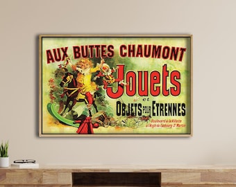 Vintage Aux Buttes Chaumont Paris POSTER PRINT,Vintage French Advertising,Friends TV Wall Art Decor