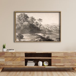 Country Farmhouse Landscape,Oversized Wall Art,Black And White Vintage Art,Large Wall Decor,Large Wall Art,Canvas Tapestry Wall Art, Modern