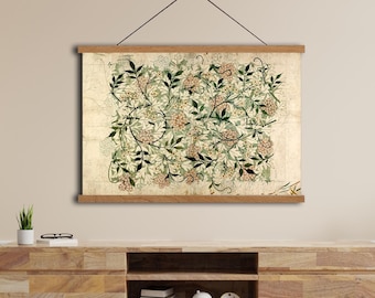 William Morris,Botanical Textile On Canvas,William Morris,Oversized Wall Art, Vintage Botanical Art, Botanical Textile Art, Large Wall Art,