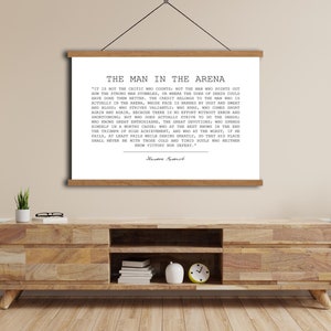 Letrero del hombre en la arena, decoración de pared de oficina, letreros inspiradores, cita de Theodore Roosevelt, letrero para oficina