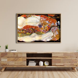 Gustav Klimt Water Serpents II (Water Snakes) reproduction oil painting on canvas, gold paint,
