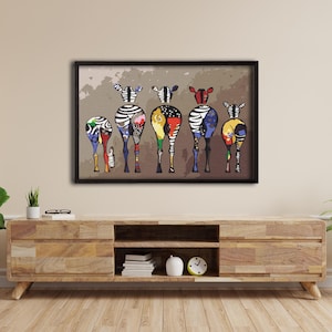 Banksy Zebra Art,Zebra Abstract Canvas, Colorful Animal Wall Art Colorful Zebra Wall Art,Animals Prints, Abstract Oil Painting on Canvas,
