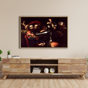 Caravaggio : The Taking of Christ (1602) Canvas Gallery Wrapped or Framed Giclee Wall Art Print