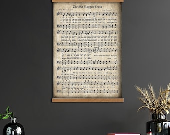 Vintage Sheet Music,The Old Rugged Cross Print,Aged Antique Hymn, Inspirational Quote, Scrapbook Collage Inactive